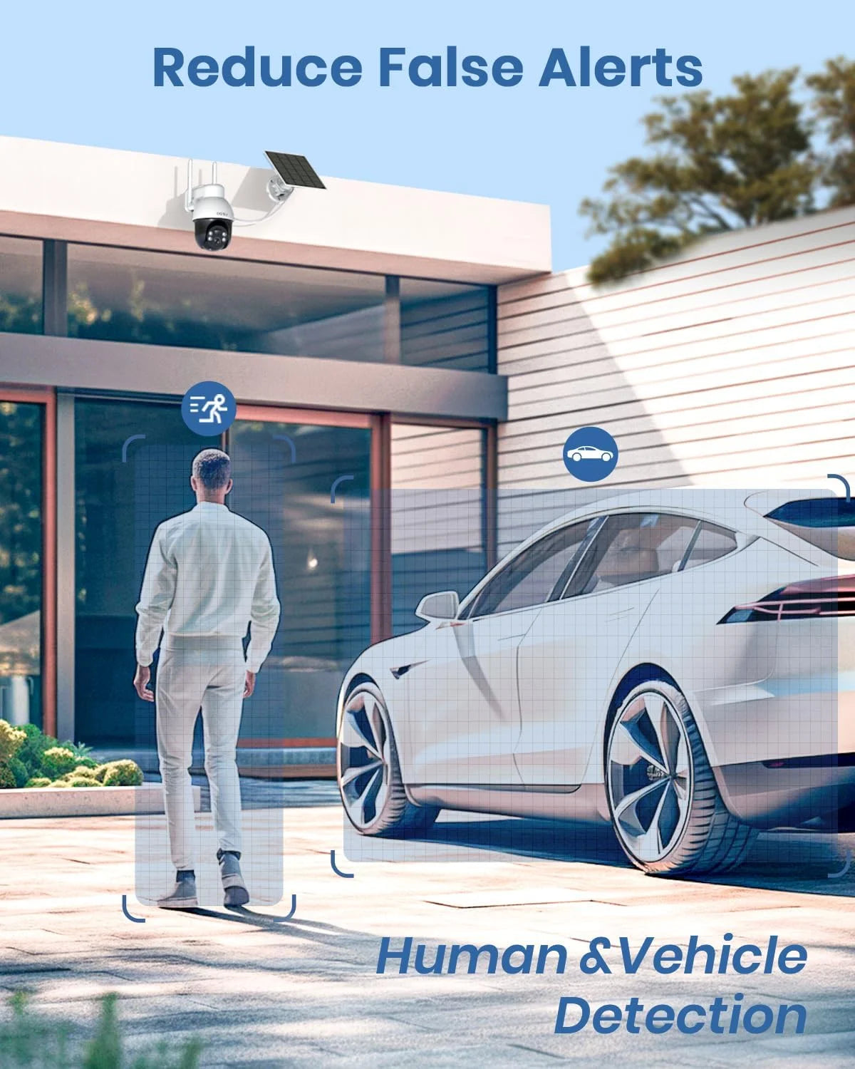 Solar Security Camera,5Mp Wireless Outdoor Cameras,360° Surveillance,Auto Tracking, Human/Vehicle Detection,Works with Alexa/Google Assistant