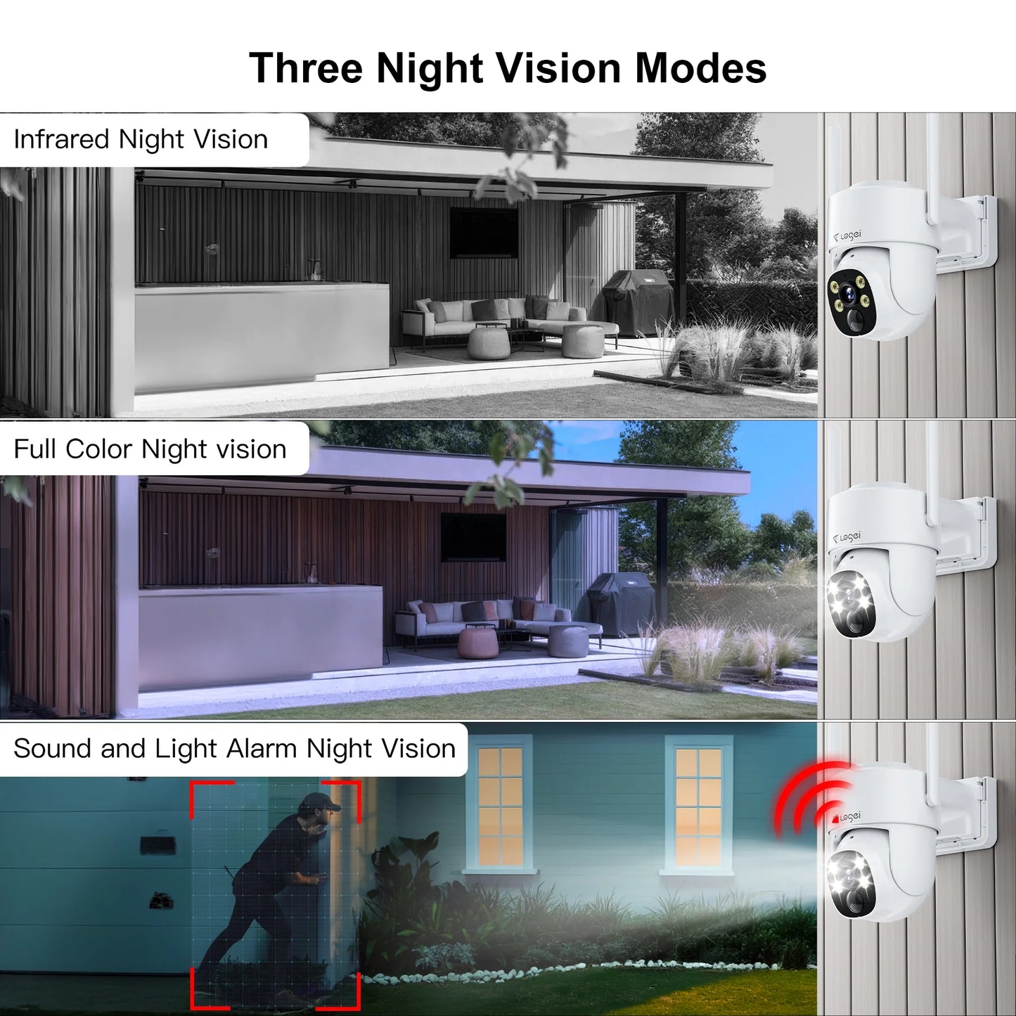 2K Solar Security Cameras Wireless Outdoor, 2.4Ghz Wifi Camera for Home Security with Spotlight, PIR Motion Detection,Siren, Color Night Vision, 2-Way Talk, IP66 Waterproof, Work with Alexa