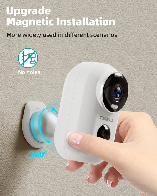 1-Pack White 2K Wireless Video Security Camera, Outdoor Surveillance Camera