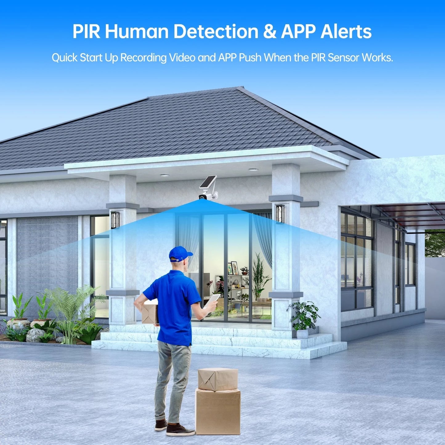 4MP Solar Wireless Outdoor Security Camera System with Base Station, CCTV Camera Security System 2-Way Audio PIR Motion Detection Night Vision Support Tf/Cloud Storage HDMI Output