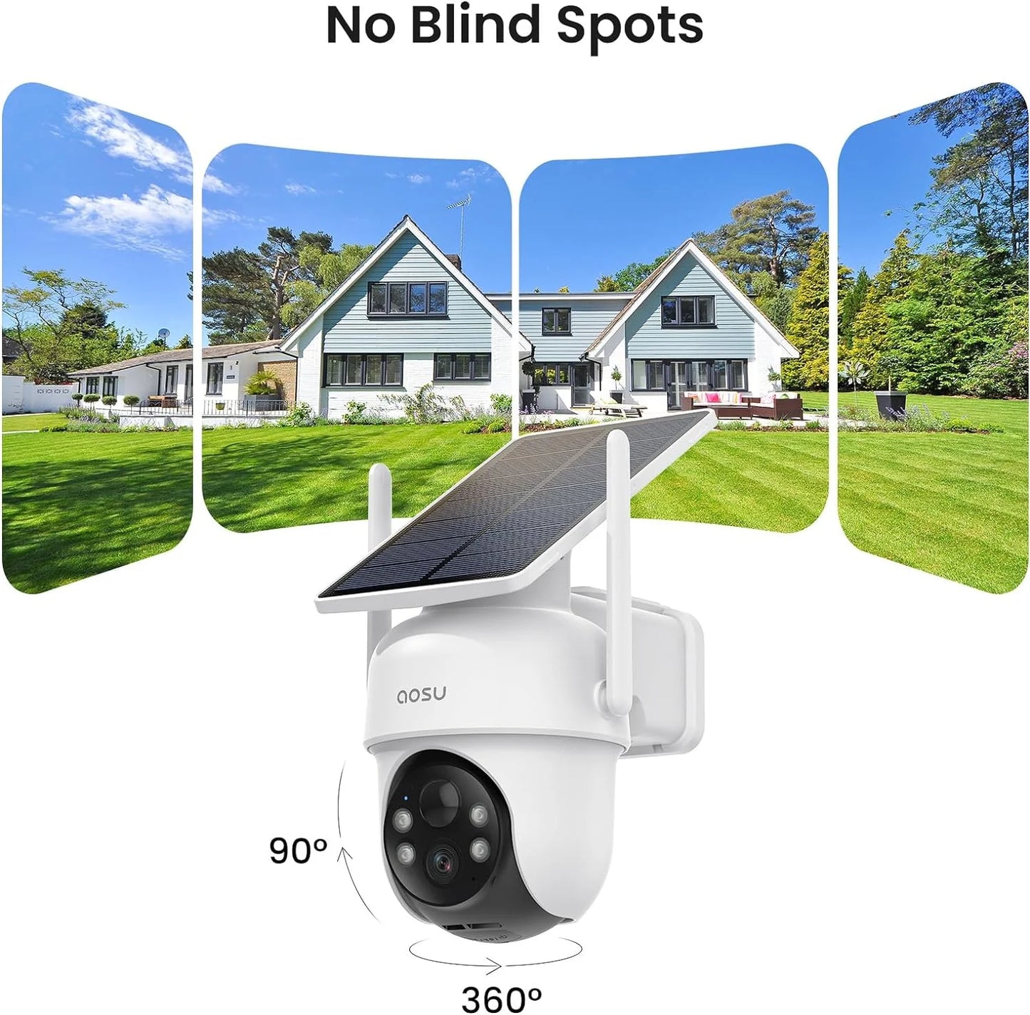2K/3MP Home Security Camera System, Solar Powered 2 Cam-Kit with Spotlight & Homebase, 360° View, No Monthly Fee, Auto Tracking, Color Night Vision, Easy Setup, 5Ghz & 2.4Ghz Wi-Fi