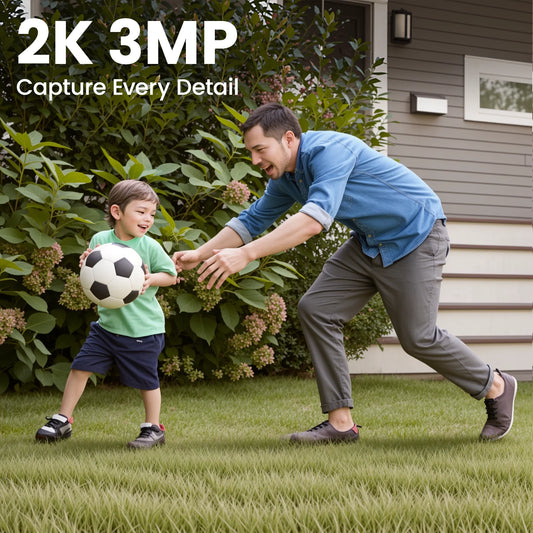 2K Solar Camera Wifi Outdoor Wireless with Spotligt, Waterproof, PIR Alert, Siren, Color Night Vision, Two-Way Audio