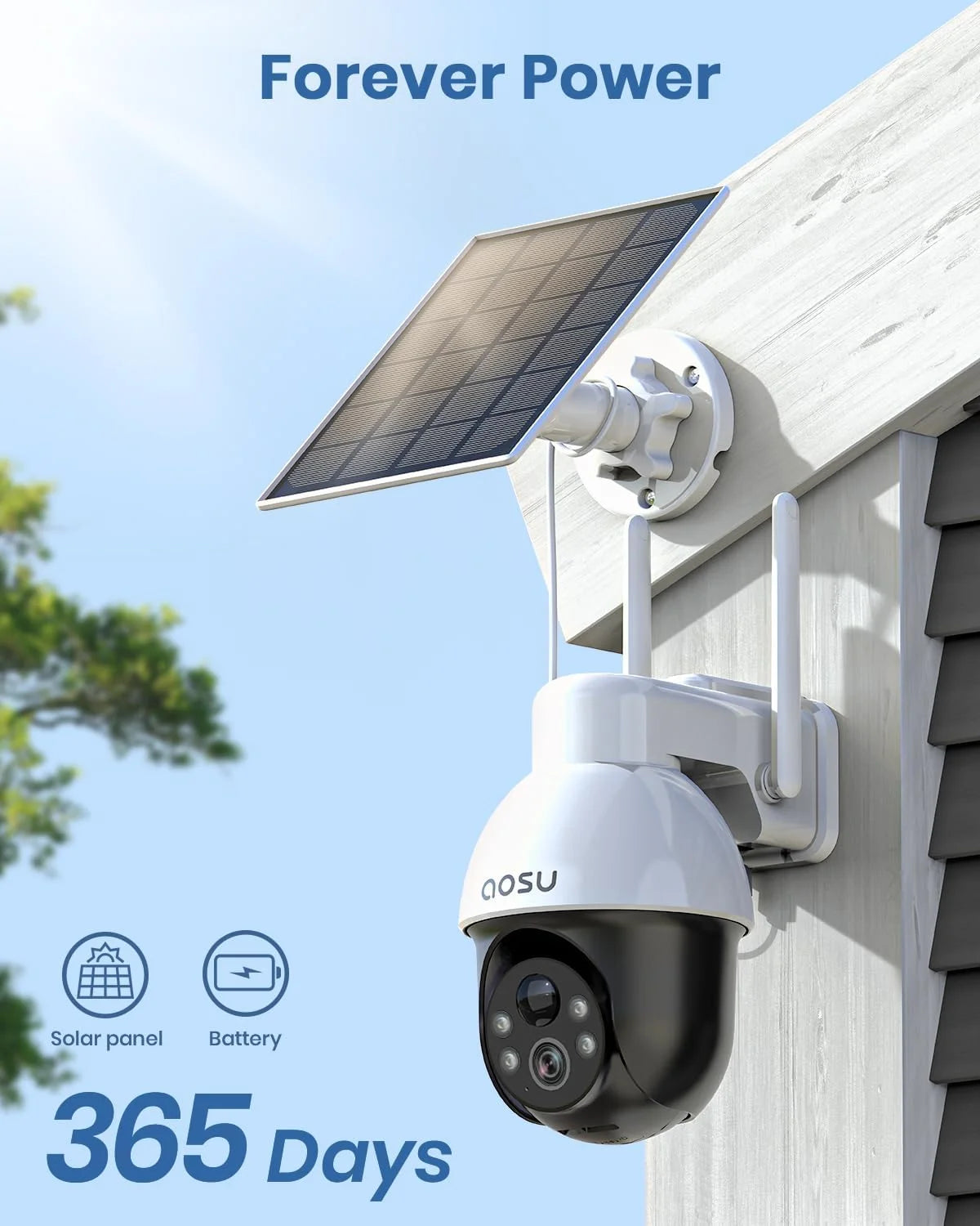 Solar Security Camera,5Mp Wireless Outdoor Cameras,360° Surveillance,Auto Tracking, Human/Vehicle Detection,Works with Alexa/Google Assistant