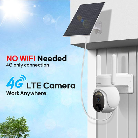 OOSSXX 4G LTE Cellular Security Camera with 4MP Camera, Wifi, PIR, 2-Way Audio, SIM Card Included, Solar Powered for Home Security System