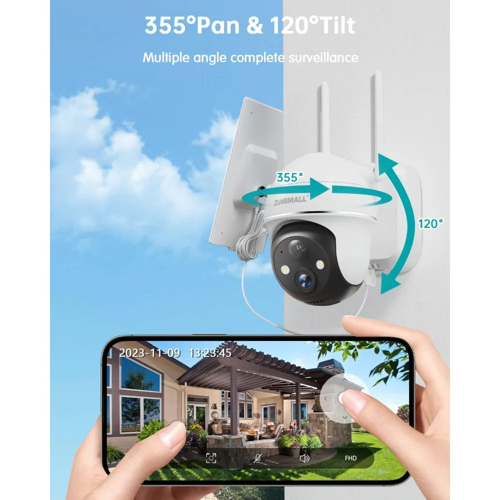 Solar Security Cameras Wireless Outdoor - 4 Packs, 360° View Outdoor Camera Wireless Solar Powered,2.4G Wifi Only,