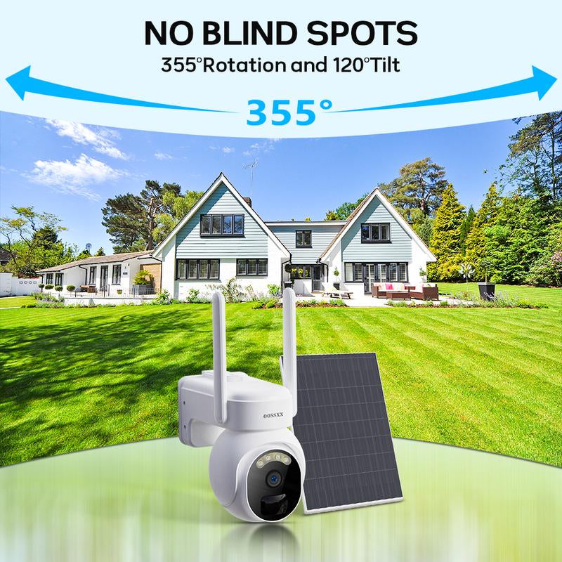 OOSSXX 4G LTE Cellular Security Camera with 4MP Camera, Wifi, PIR, 2-Way Audio, SIM Card Included, Solar Powered for Home Security System