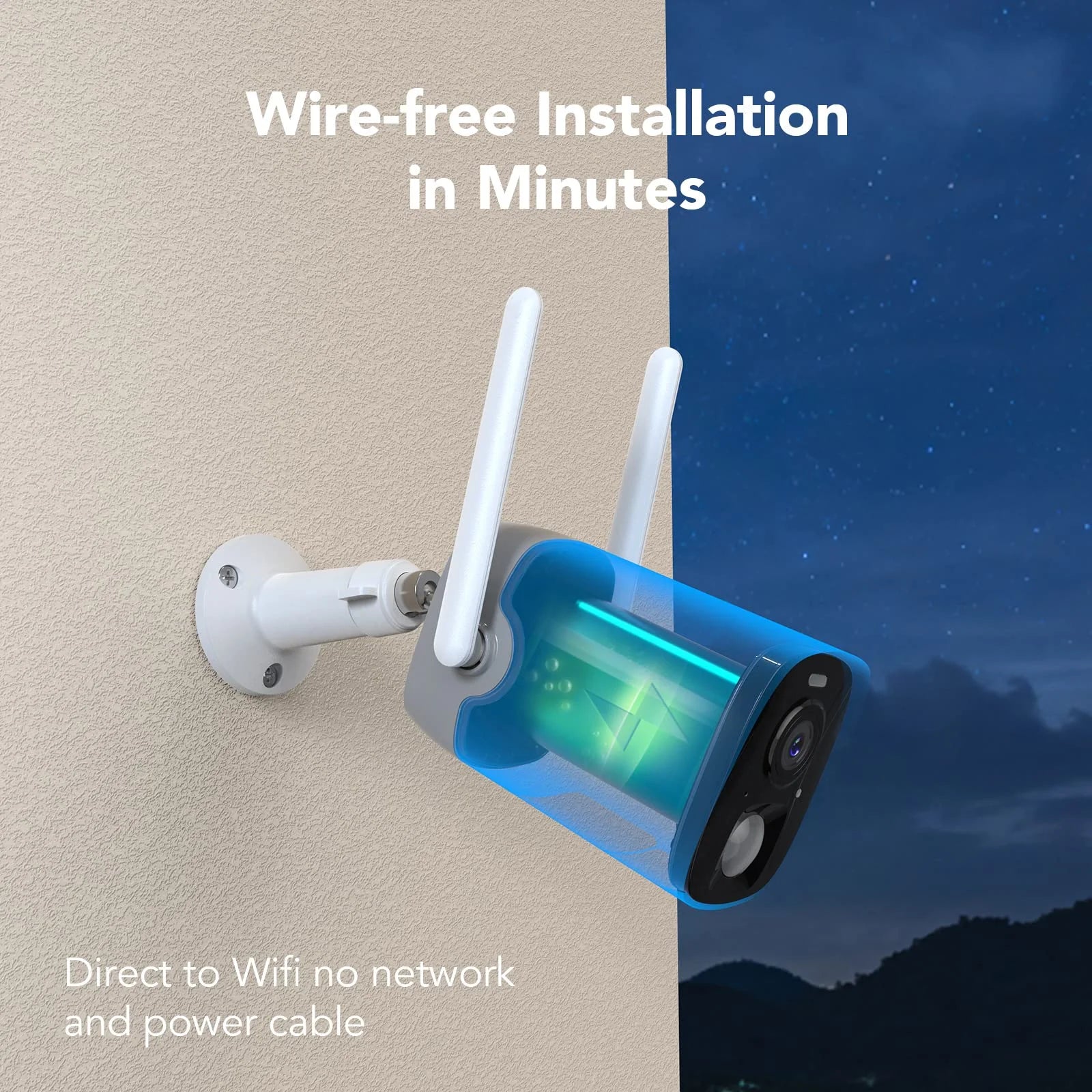Outdoor Security Camera, 2K Surveillance Cameras Wireless Wifi Battery with AI - Only for 2.4Ghz