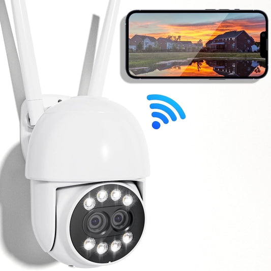 4MP Outdoor Security Cameras with Dual Lens, Full Color Night Vision, IP66 Waterproof, 1