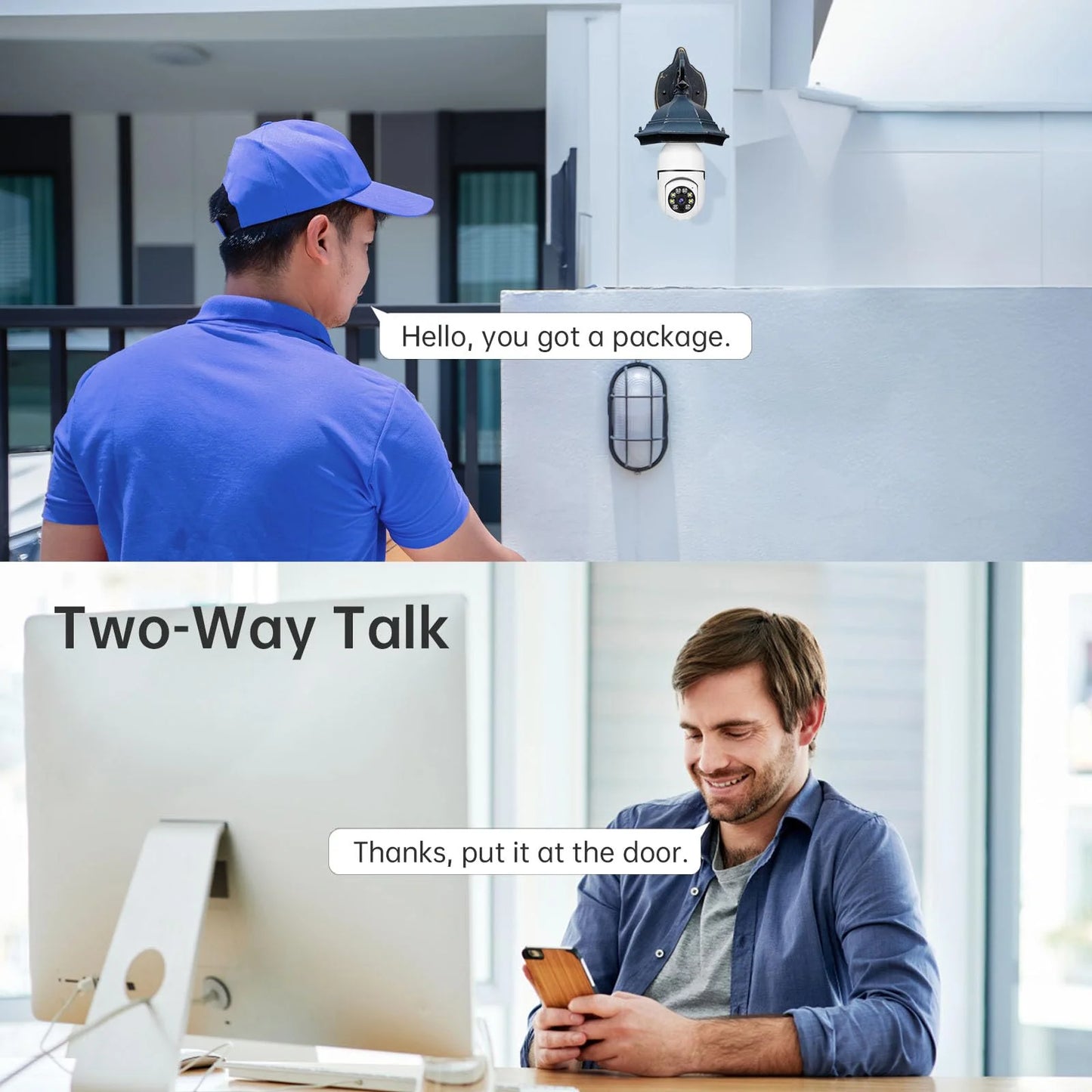 5G& 2.4Ghz Wifi Light Bulb Security Camera, 2K HD Security Cameras for Home, Wireless Outdoor Motion Detection and Alarm, Two-Way Talk, Color Night Vision