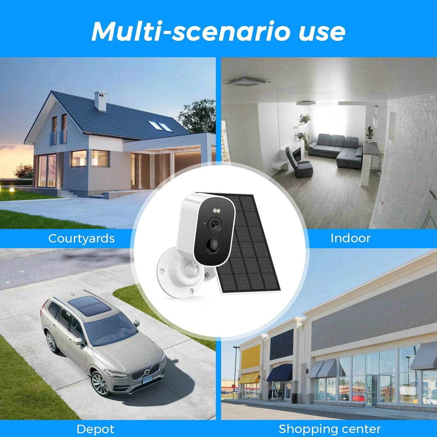 2K Security Cameras Wireless Outdoor 4MP Wifi Camera for Home Surveillance System Floodlight Color Night Vision, PIR Motion Detection,Live Talk,Ip65 Waterproof, Comes with 64GB SD Card/Cl-Oud Storage