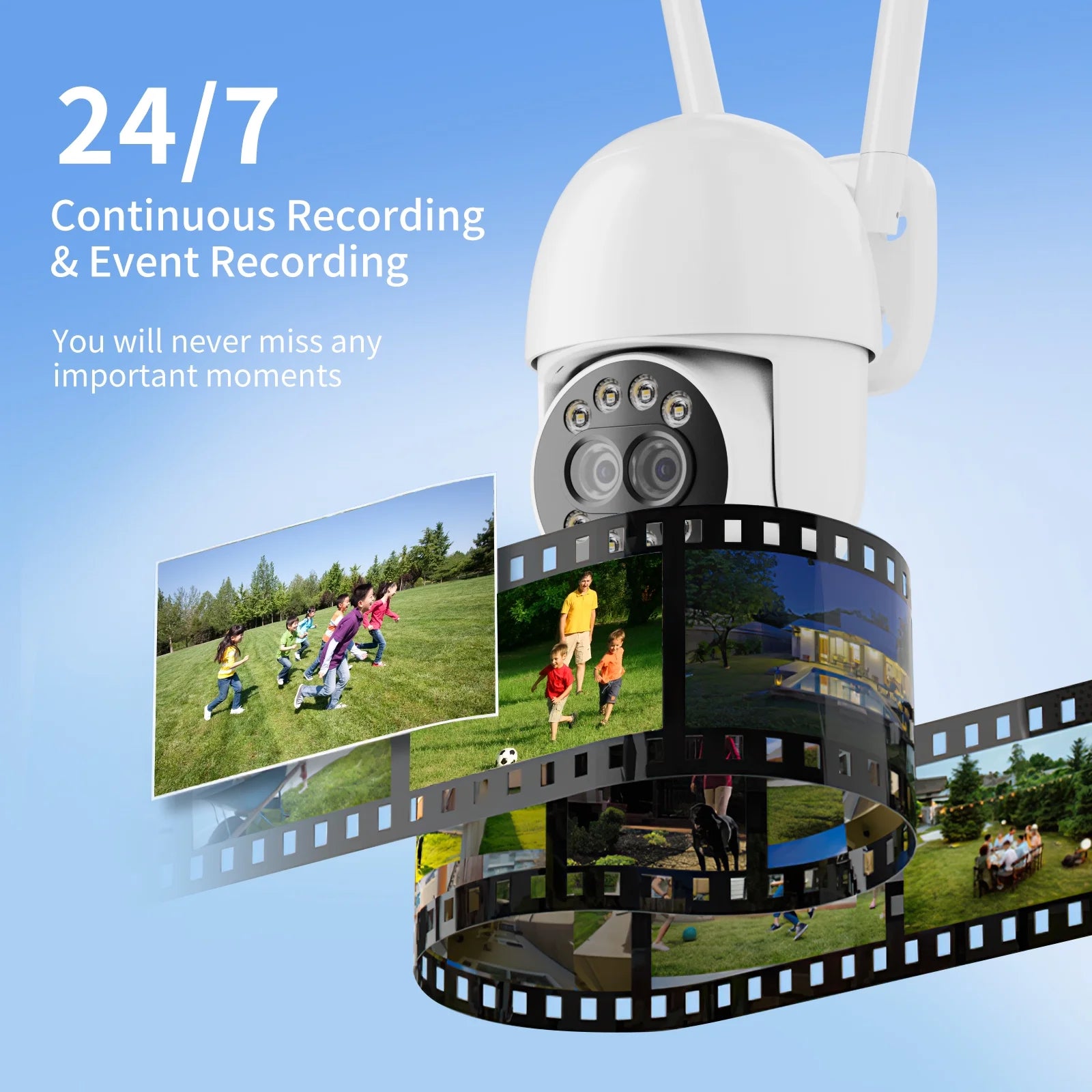 4MP Outdoor Security Cameras with Dual Lens, Full Color Night Vision, IP66 Waterproof, 1