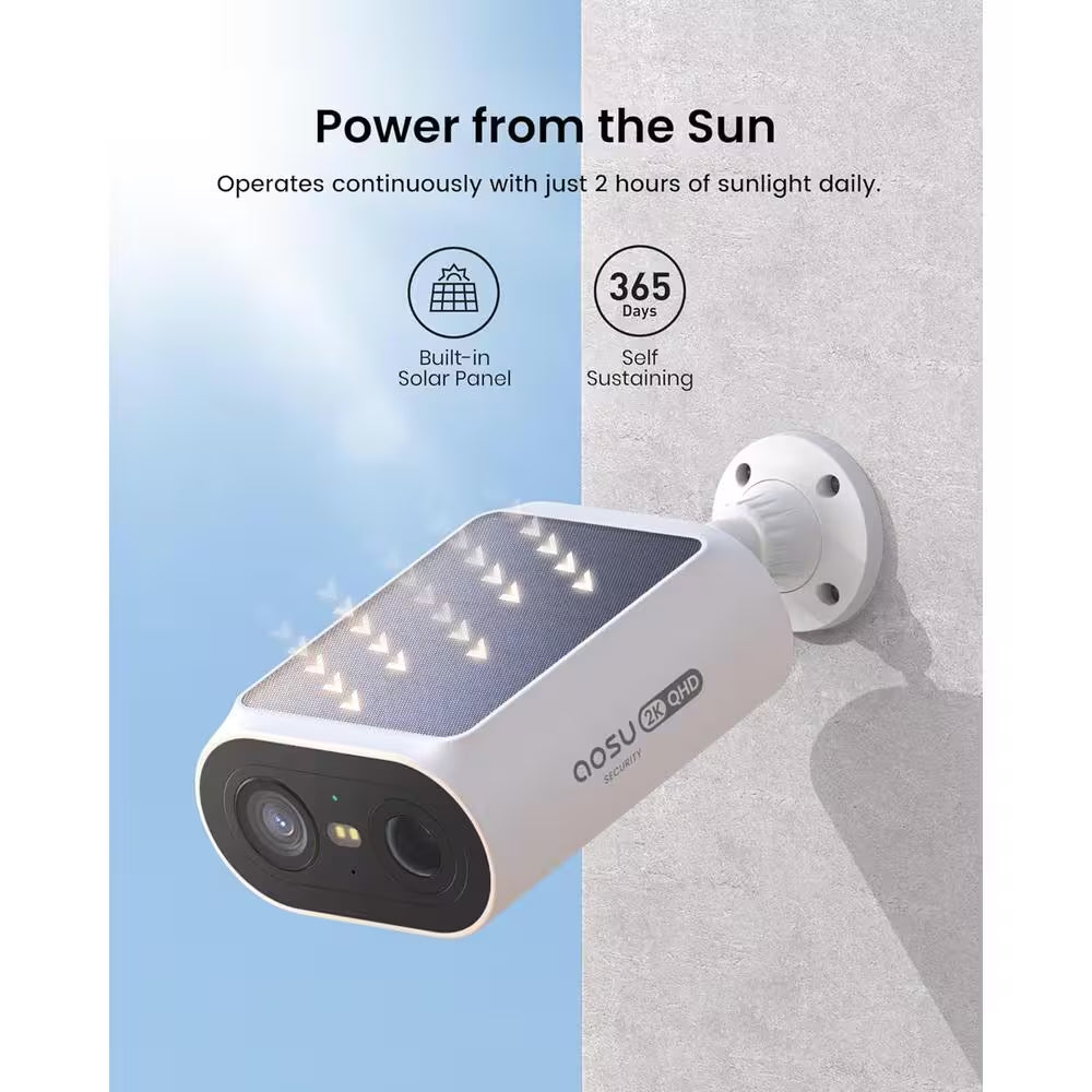 Solar Panel Built-In Smart Security Camera Kit - 3MP and Cross Camera Track with 32GB Storage Home Base, No Monthly Fee