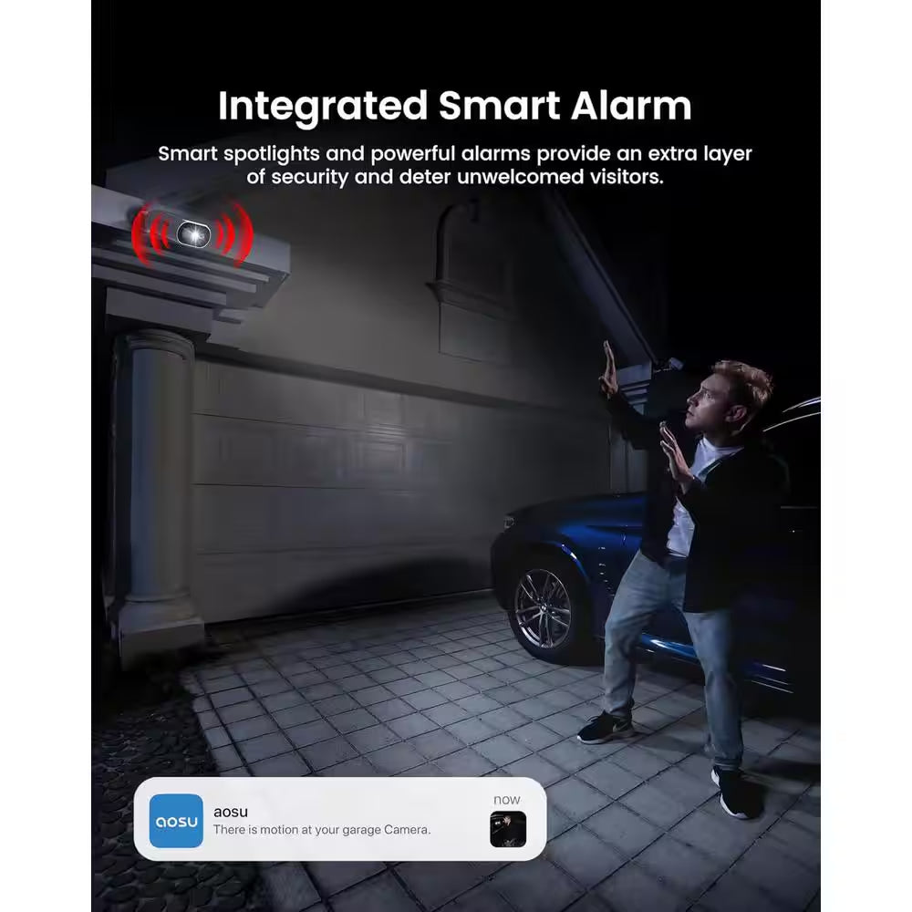 Solar Panel Built-In Smart Security Camera Kit - 3MP and Cross Camera Track with 32GB Storage Home Base, No Monthly Fee