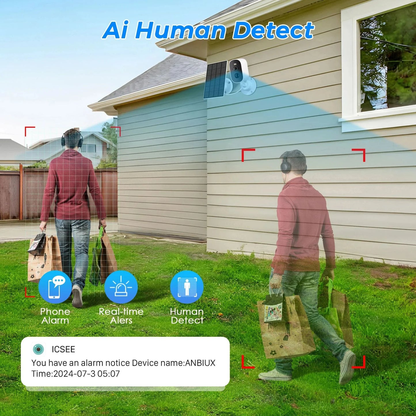 2K Security Cameras Wireless Outdoor 4MP Wifi Camera for Home Surveillance System Floodlight Color Night Vision, PIR Motion Detection,Live Talk,Ip65 Waterproof, Comes with 64GB SD Card/Cl-Oud Storage