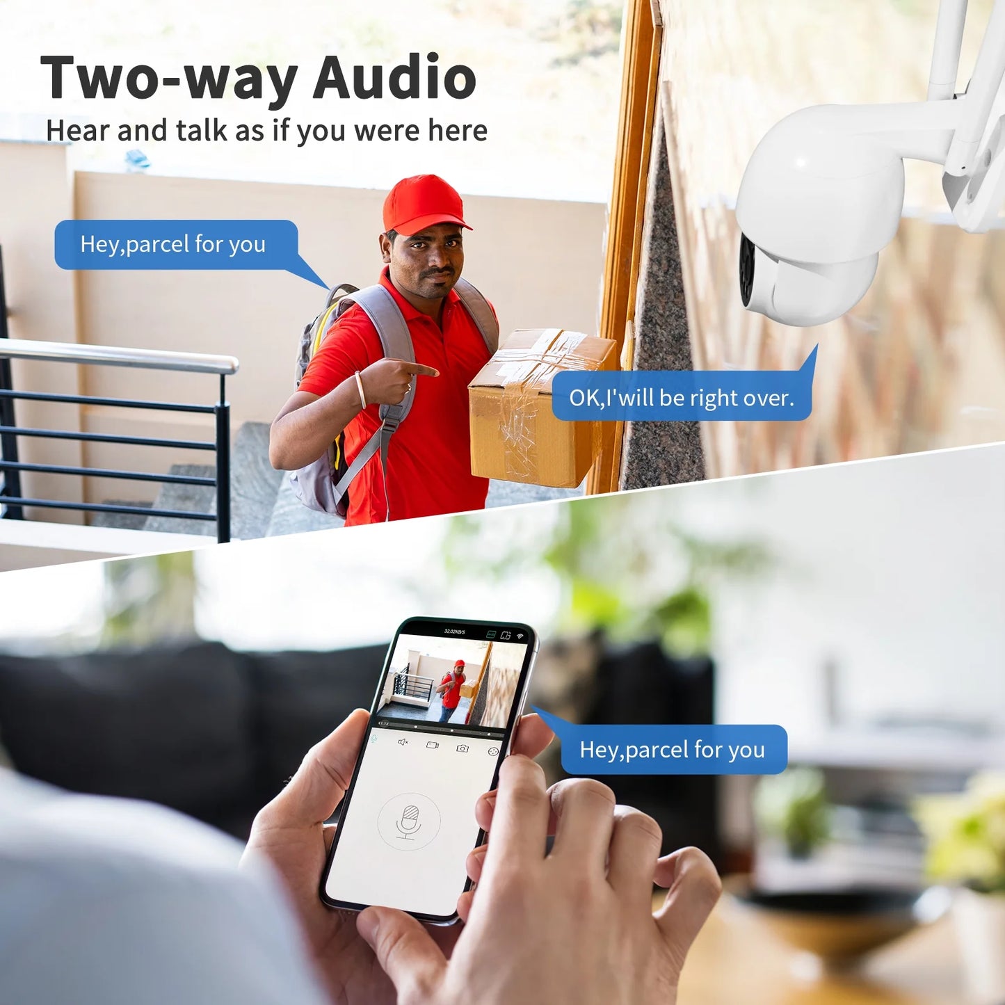 4MP Outdoor Security Cameras with Dual Lens, Full Color Night Vision, IP66 Waterproof, 1