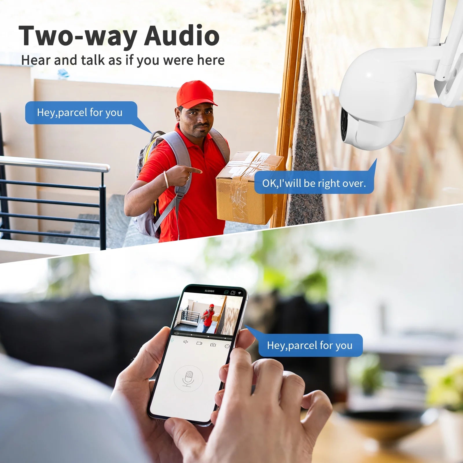 4MP Outdoor Security Cameras with Dual Lens, Full Color Night Vision, IP66 Waterproof, 1