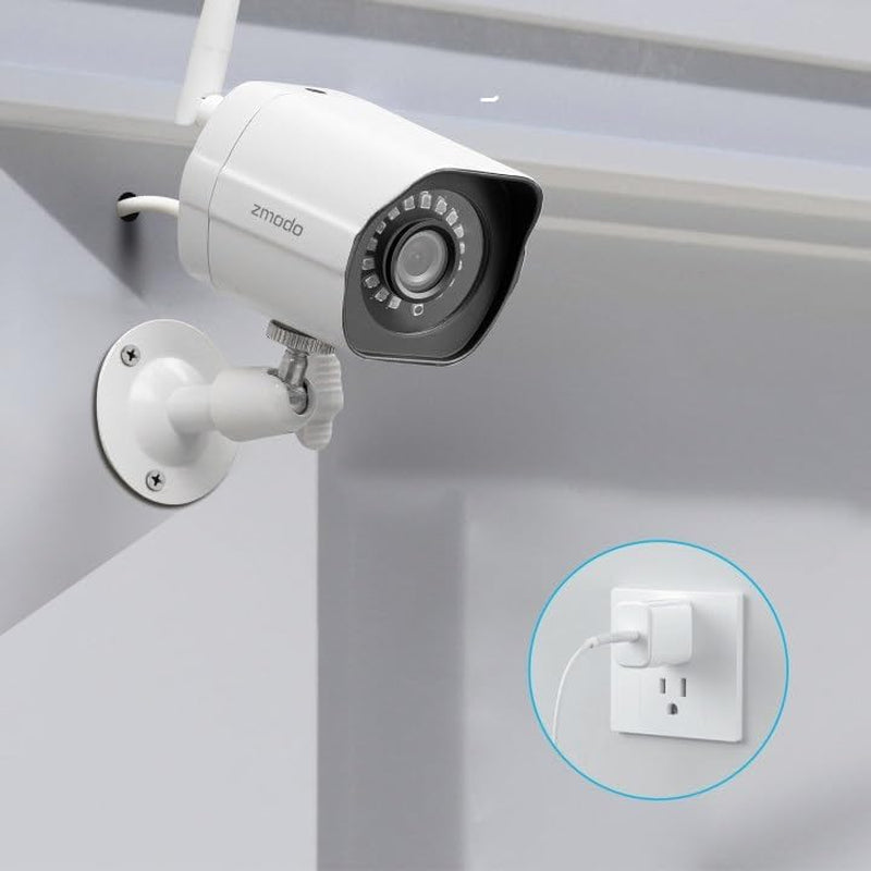 Outdoor Security Cameras Wifi - 1080P Full HD Surveillance Cameras for Home Security with Night Vision, IP 66 Weatherproof, Plug-In, Motion Detection, 4 Pack