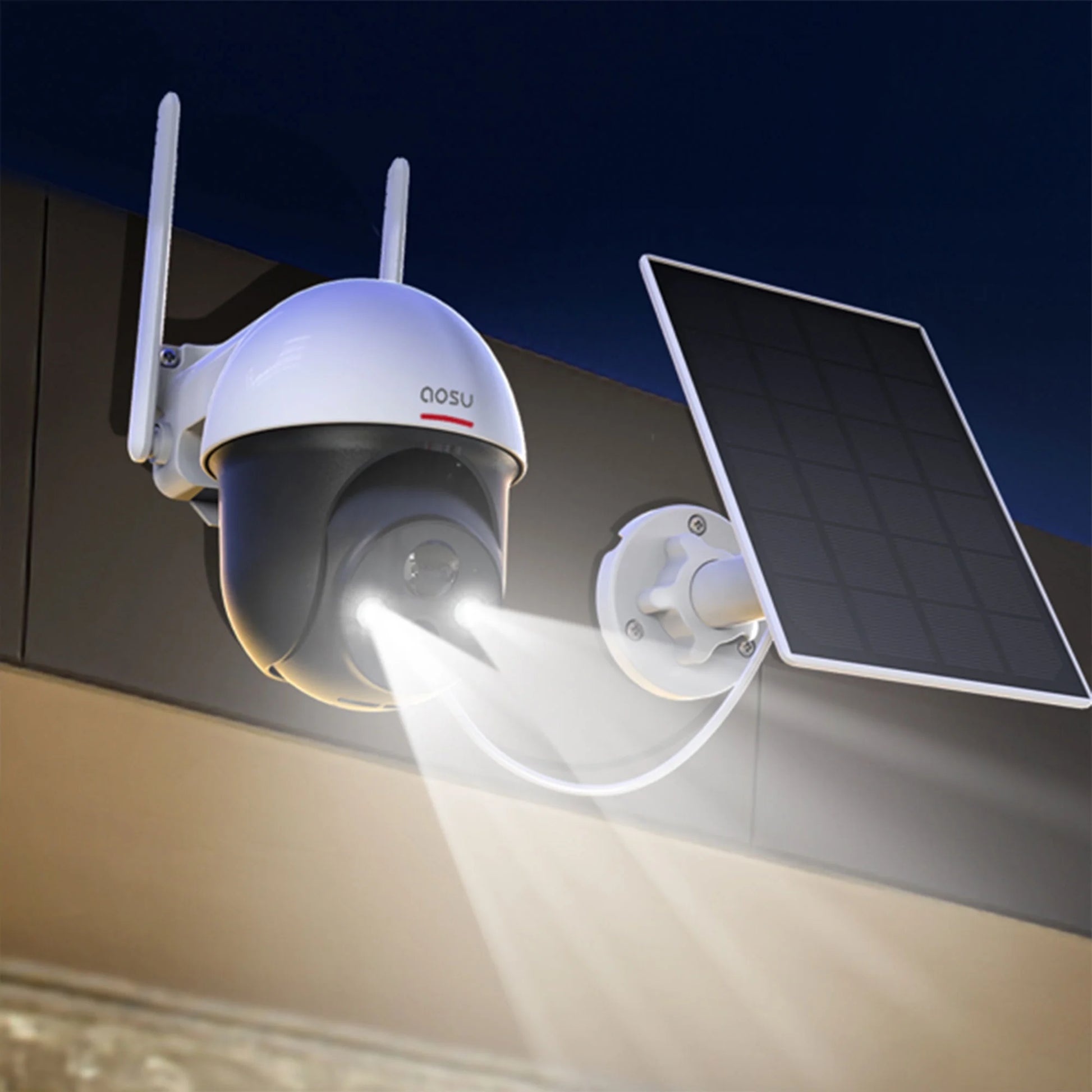 Outdoor Solar Home Security Dome Camera W/ Wifi & Alarm (2 Pack)