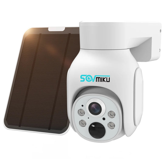 Solar Security Camera Outdoor, 4MP Wireless WIFI Camera, PTZ 360° View, PIR Motion Detection, Color Night Vision, IP66 Waterproof with Alexa