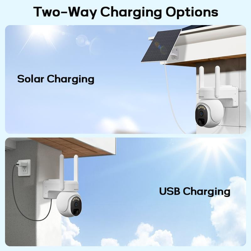 OOSSXX 4G LTE Cellular Security Camera with 4MP Camera, Wifi, PIR, 2-Way Audio, SIM Card Included, Solar Powered for Home Security System