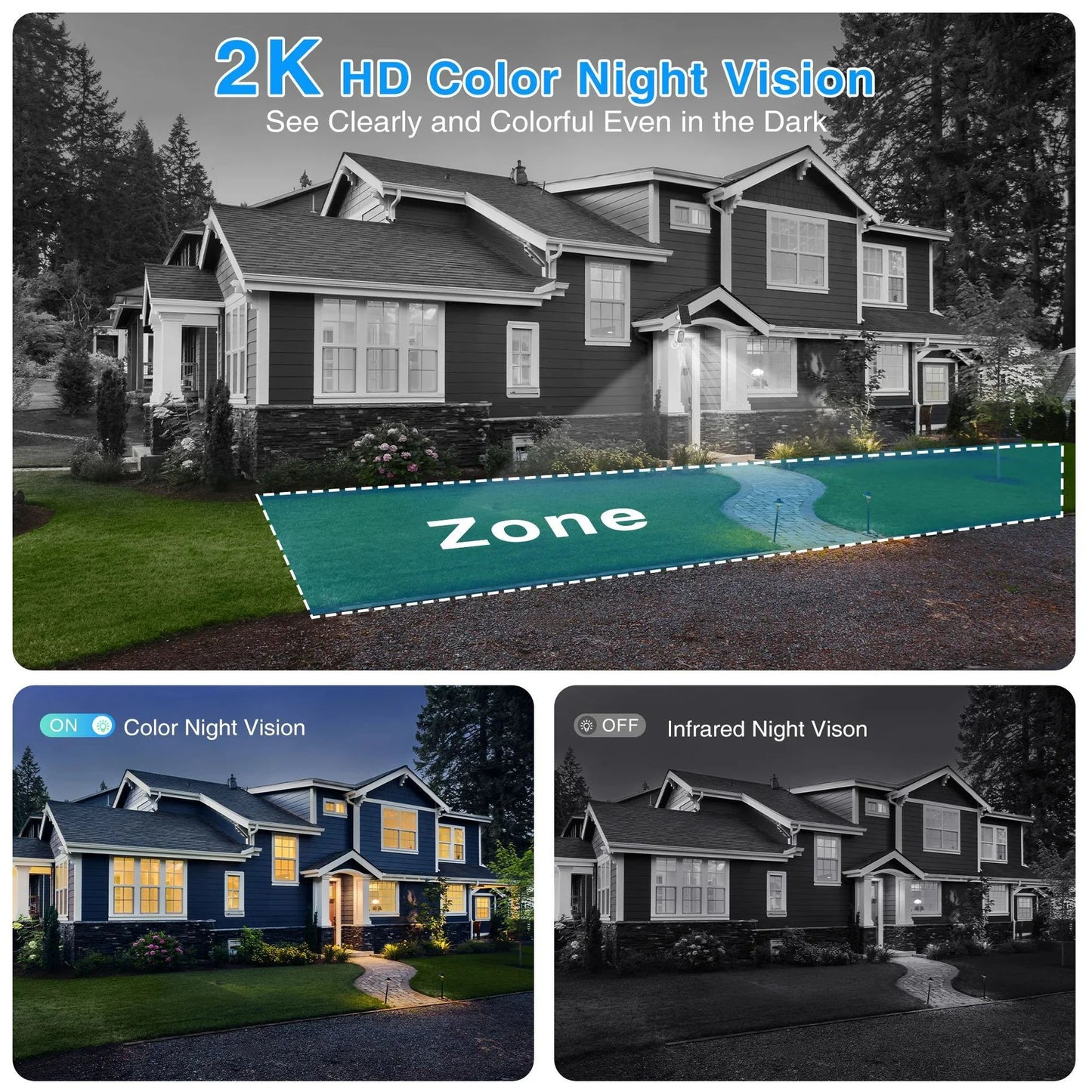 2K Security Cameras Wireless Outdoor 4MP Wifi Camera for Home Surveillance System Floodlight Color Night Vision, PIR Motion Detection,Live Talk,Ip65 Waterproof, Comes with 64GB SD Card/Cl-Oud Storage