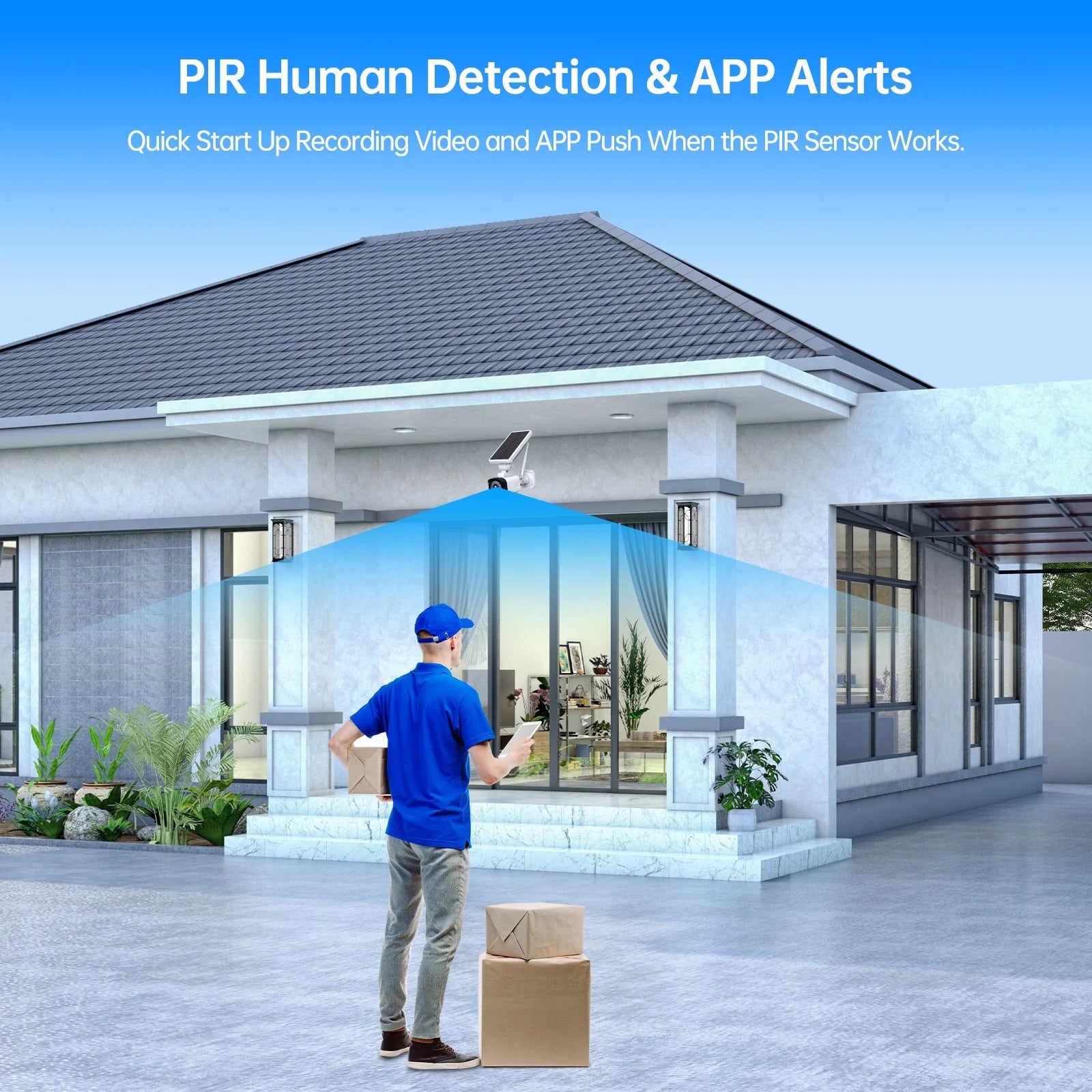 4MP Solar Wireless Outdoor Security Camera System with Base Station, CCTV Camera Security System 2-Way Audio PIR Motion Detection Night Vision Support Tf/Cloud Storage HDMI Output