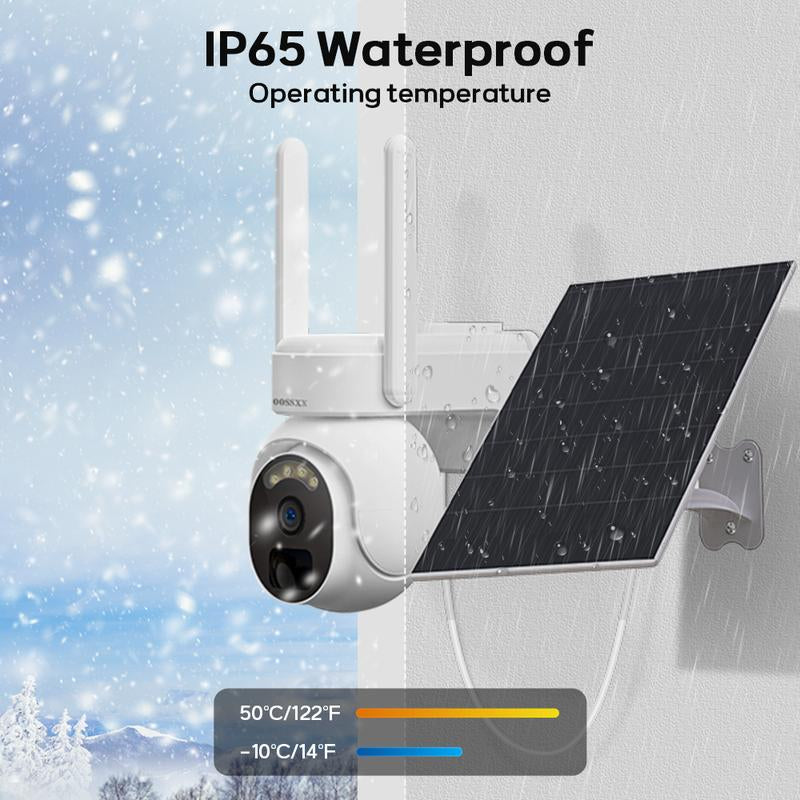 OOSSXX 4G LTE Cellular Security Camera with 4MP Camera, Wifi, PIR, 2-Way Audio, SIM Card Included, Solar Powered for Home Security System