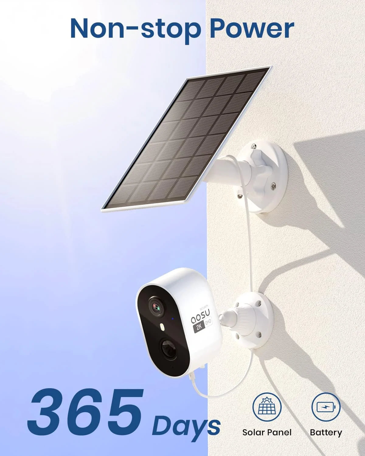 Solar Security Camera Wireless Outdoor, 2K Surveillance Camera for Home ,Spotlight,Siren, 2-Way Audio, PIR Human Detection, Color Night Vision