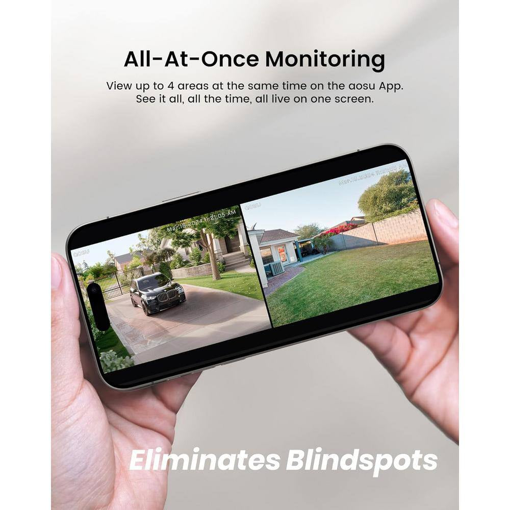 Solar Panel Built-In Smart Security Camera Kit - 3MP and Cross Camera Track with 32GB Storage Home Base, No Monthly Fee