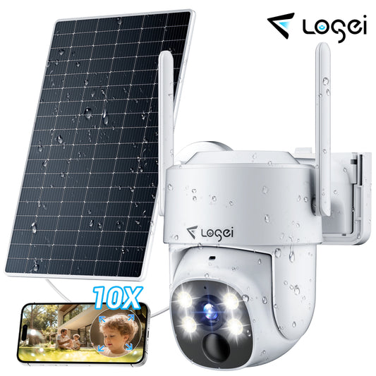 2K Solar Security Cameras Wireless Outdoor, 2.4Ghz Wifi Camera for Home Security with Spotlight, PIR Motion Detection,Siren, Color Night Vision, 2-Way Talk, IP66 Waterproof, Work with Alexa