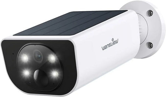 2K Solar Camera Wifi Outdoor Wireless with Spotligt, Waterproof, PIR Alert, Siren, Color Night Vision, Two-Way Audio