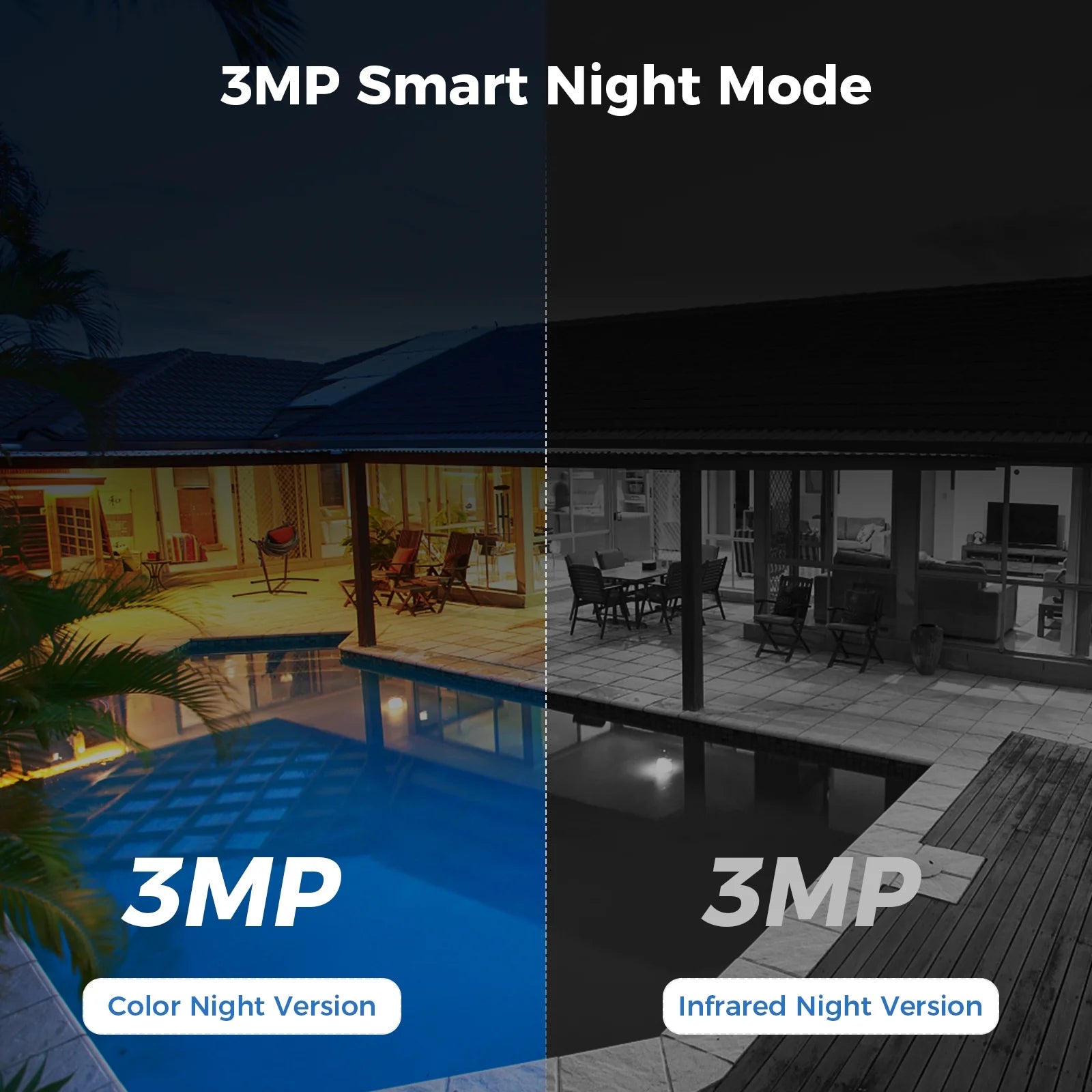 Solar Security Camera Outdoor, 4MP Wireless WIFI Camera, PTZ 360° View, PIR Motion Detection, Color Night Vision, IP66 Waterproof with Alexa