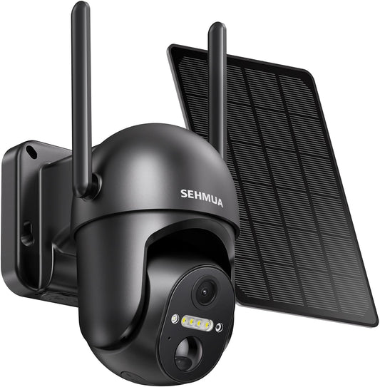 SEHMUA Solar Security Cameras Wireless Outdoor, 2K 360° View Battery Powered Out