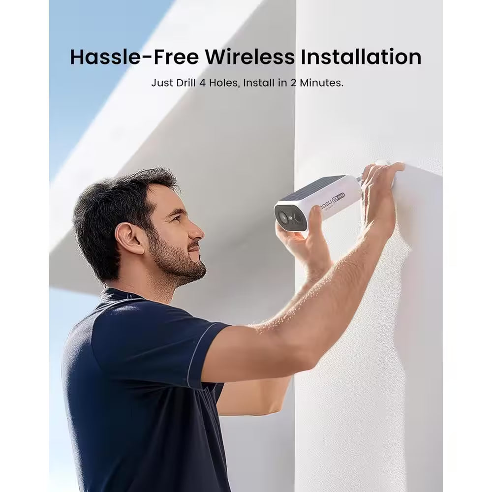 Solar Panel Built-In Smart Security Camera Kit - 3MP and Cross Camera Track with 32GB Storage Home Base, No Monthly Fee