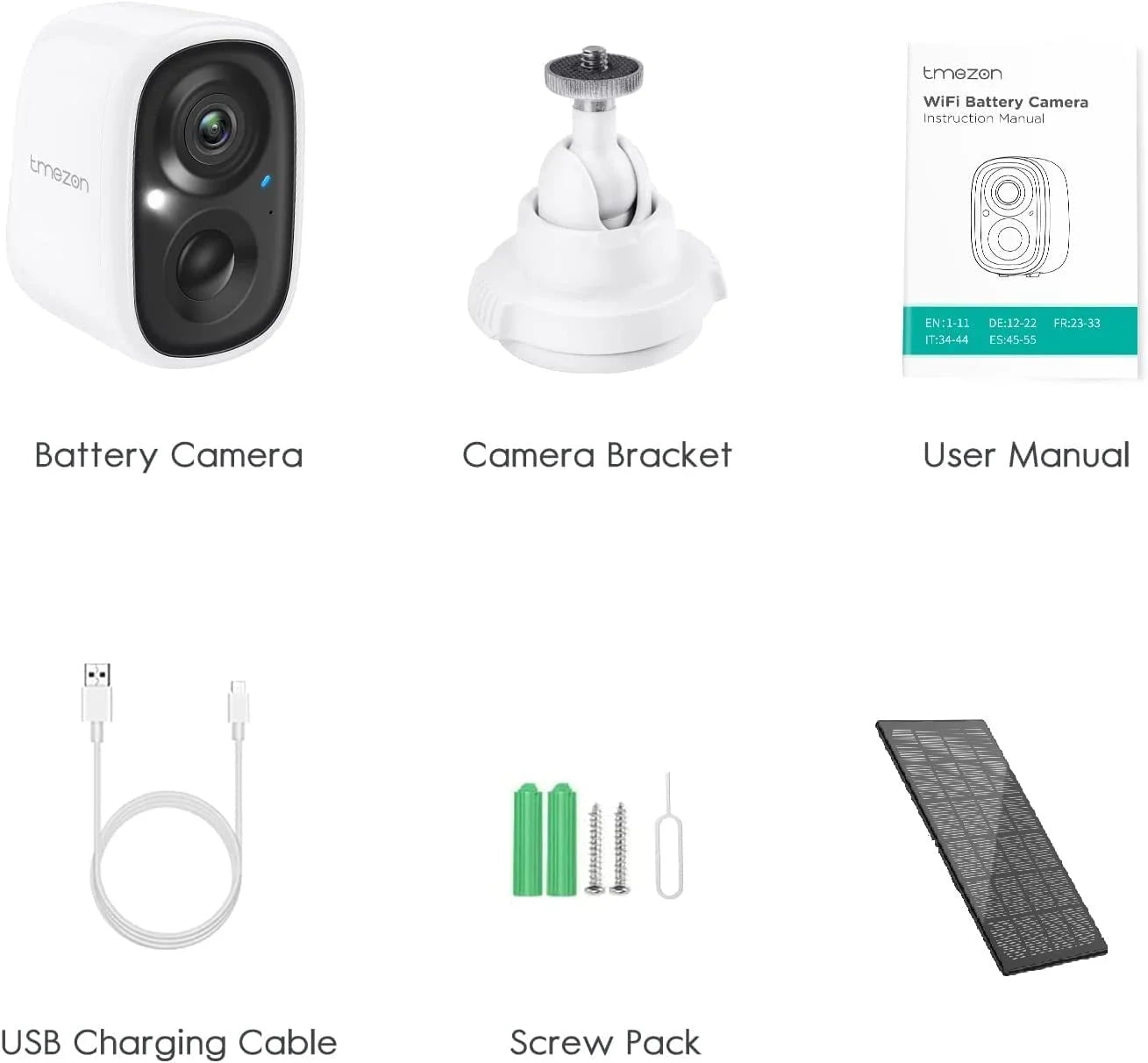 2K Indoor/Outdoor Security Wireless Camera,Rechargeable Solar Powered for Home Surveillance, PIR Motion Detection, Stunning Night Vision, Smart Home Supported,With Solar Panel