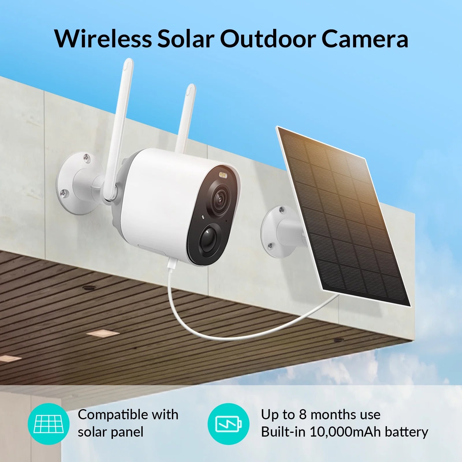 Solar Outdoor Security Camera Wireless Home Surveillance Camera - Only for 2.4Ghz Wifi