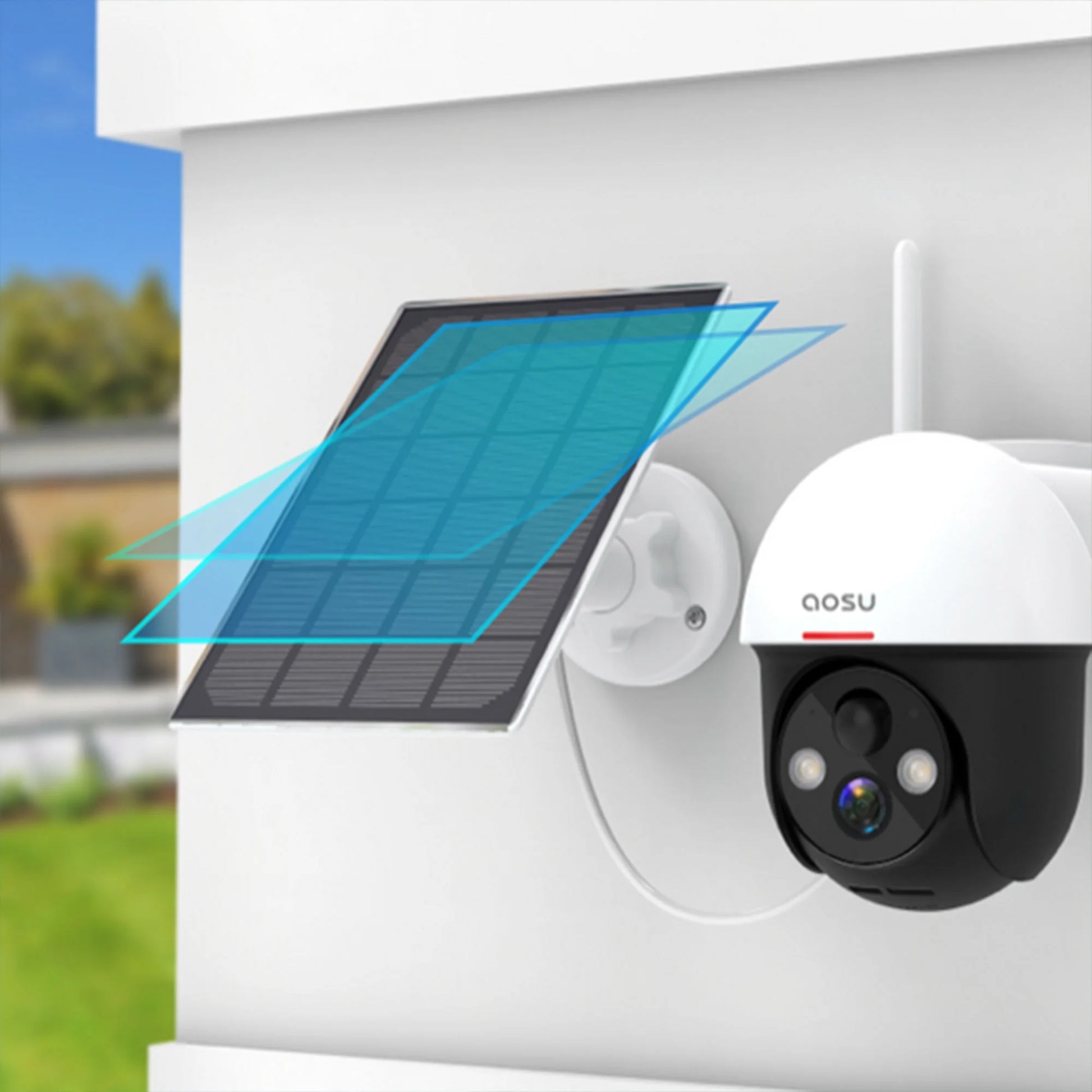 Outdoor Solar Home Security Dome Camera W/ Wifi & Alarm (2 Pack)