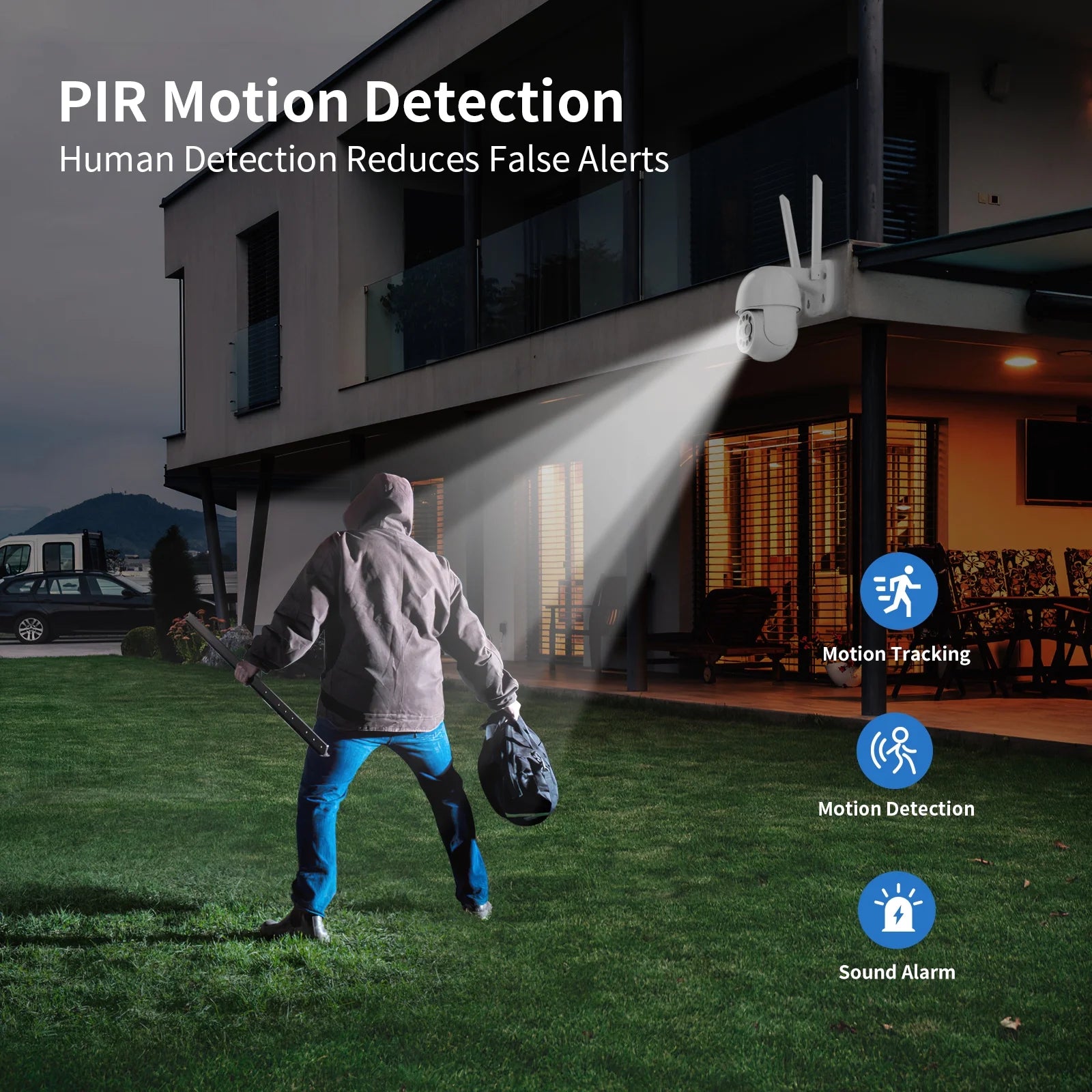 4MP Outdoor Security Cameras with Dual Lens, Full Color Night Vision, IP66 Waterproof, 1