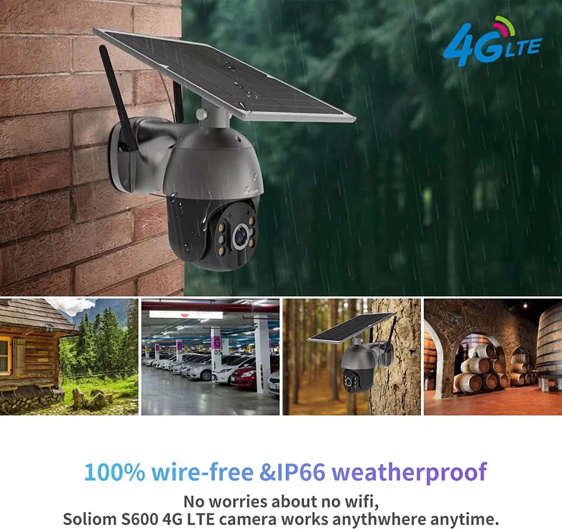 3G/4G LTE Outdoor Security Camera Wireless,Pan Tilt 360°View Spotlight,1080P HD,PIR Motion,No Wifi,Rechargeable Batteries,S600-4G