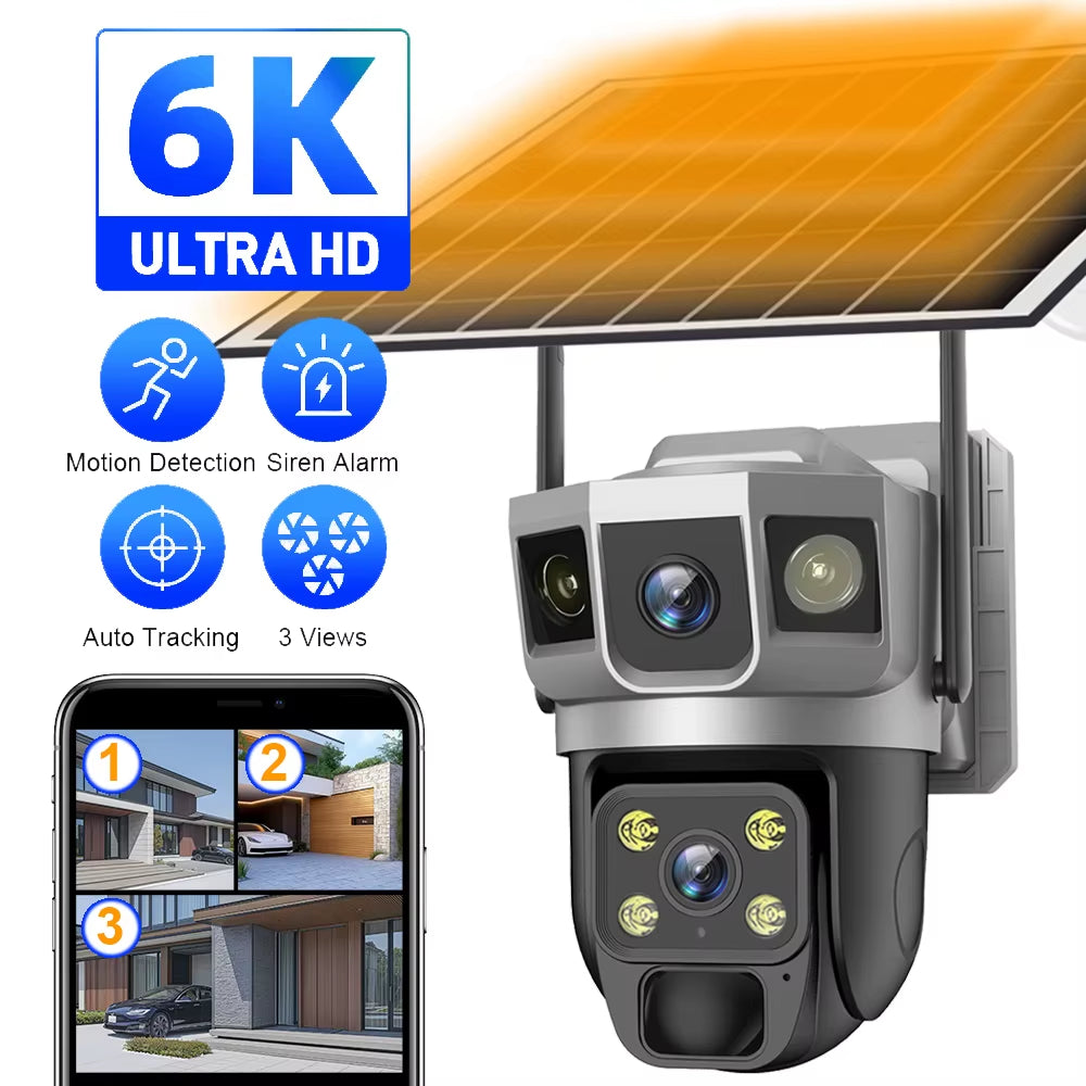 Dual Lens 4G Solar Camera Outdoor Waterproof IP CCTV Cameras Smart Home Security Protection 360 PTZ Video Surveillance Wireless