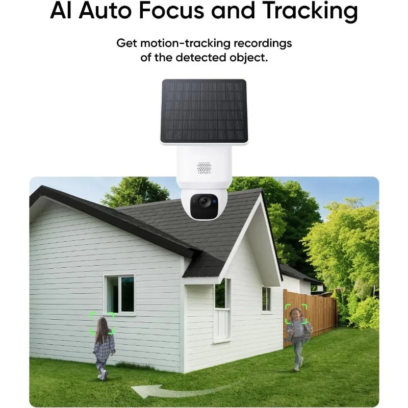 2 Pack, Security Cameras Wireless Outdoor, Solar Camera Outdoor Wireless, 360° Pan, AI Tracking, 2K C