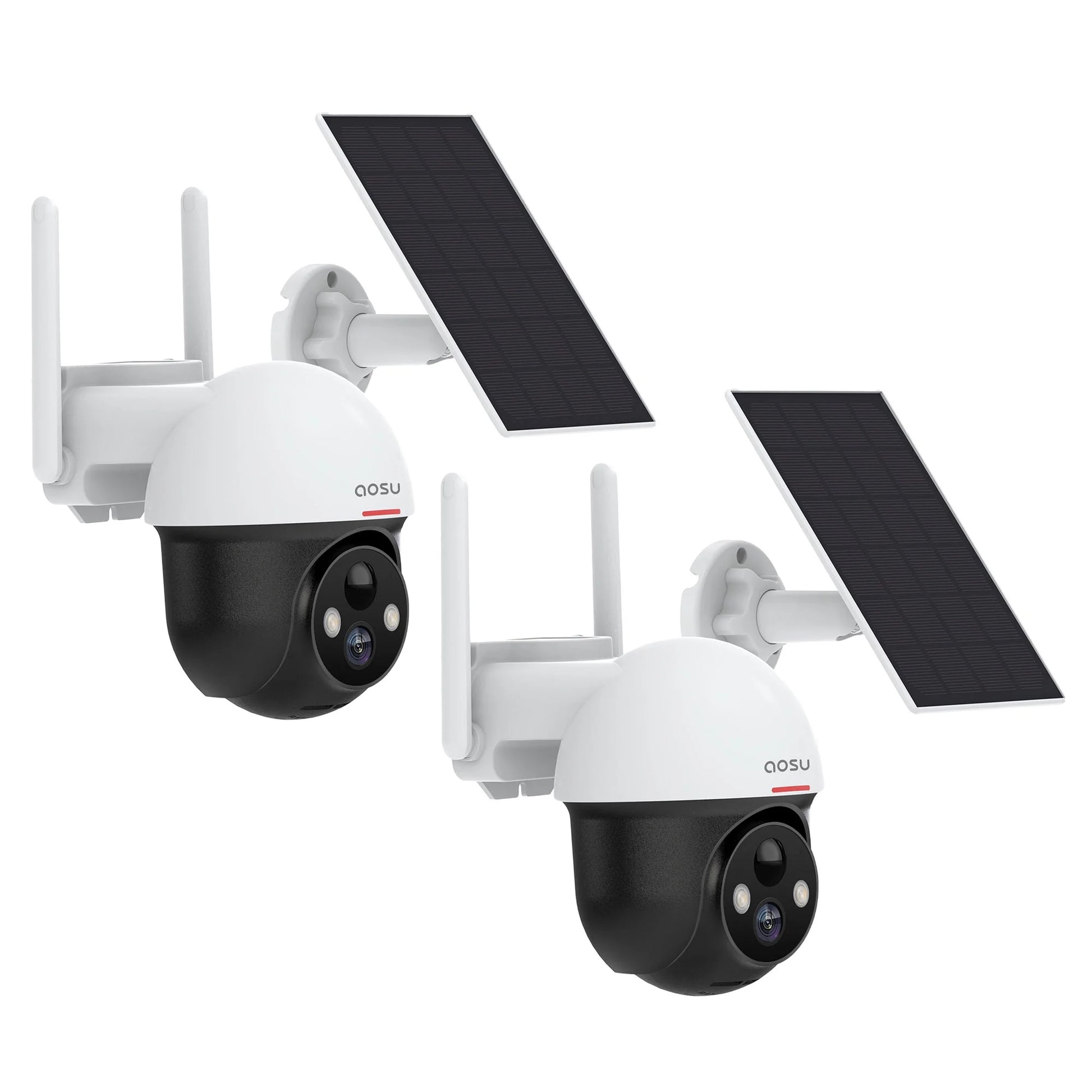 Outdoor Solar Home Security Dome Camera W/ Wifi & Alarm (2 Pack)