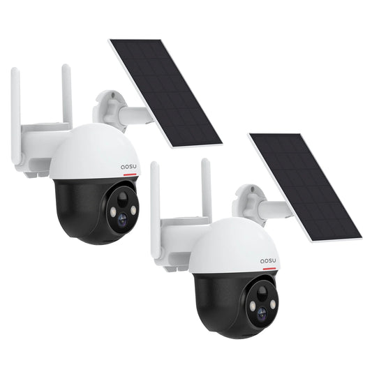Outdoor Solar Home Security Dome Camera W/ Wifi & Alarm (2 Pack)