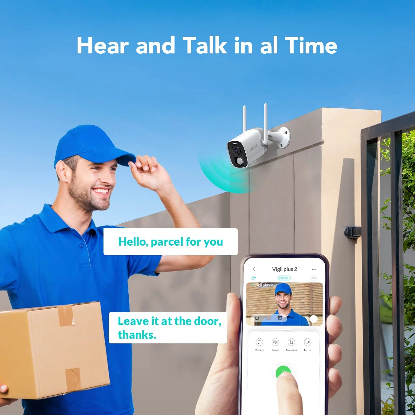 Outdoor Security Camera, 2K Wifi Surveillance Cameras with Solar Panel and AI - Only for 2.4Ghz